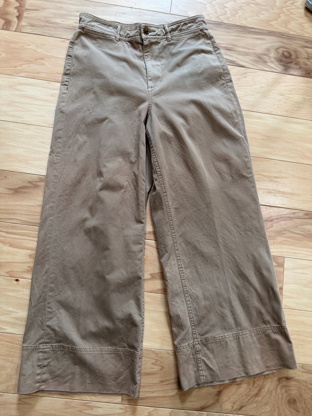 Everlane Wide Leg Crop Pants Womens 4 Camel Cotton Stretch Chino Cropped